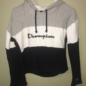 CHAMPION Color Blocked Bell Sleeve Cropped Hoodie
